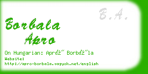borbala apro business card